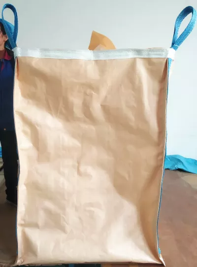 Beige Flour Packing Bag with Side-Seam Loops and Spouts — view 2
