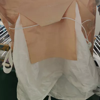 米色未覆膜 U 型面板 FIBC，配进料口和出料口 — view 4