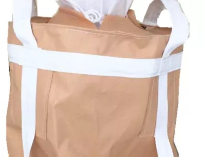 Beige Uncoated Tubular Cement Bag with Two Spout Fittings — view 4