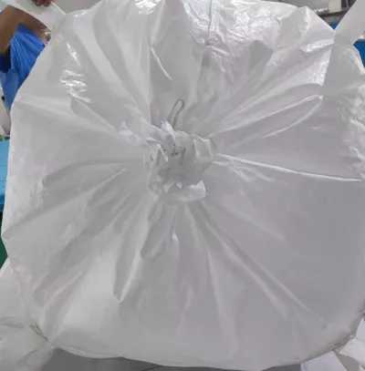 Coated White Baffle FIBC with Skirt Top and Discharge Spout — view 5