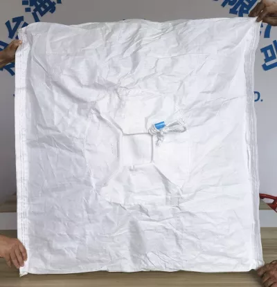 White Circular FIBC with Cross-Corner Lifting and Dual Spouts — view 2