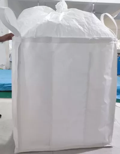 Coated White Baffle FIBC with Skirt Top and Discharge Spout — view 3