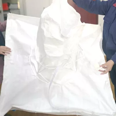 Coated Four-Panel Baffle Bulk Bag with Filling and Discharge Spouts — view 3
