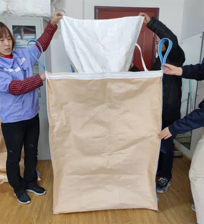 White U-Panel Flour Transport Bag with Paired Spouts — view 3