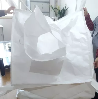 Big bag tubolare bianco con grembiule di riempimento e anelli con cuciture laterali — view 3