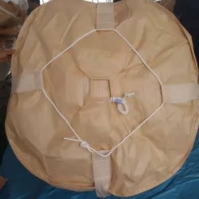 Beige Tubular FIBC with Flat Bottom and Cross-Corner Loops — view 3