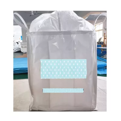 Coated White Baffle FIBC with Skirt Top and Discharge Spout — view 2