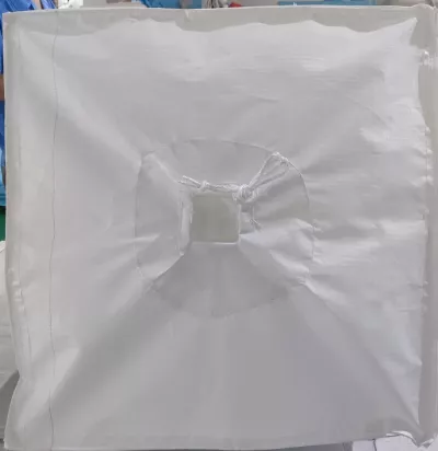 Coated White Baffle FIBC with Skirt Top and Discharge Spout — view 4