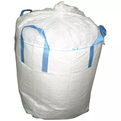 White Circular Fertilizer FIBC with Cross-Corner Loops and Spouts — view 2