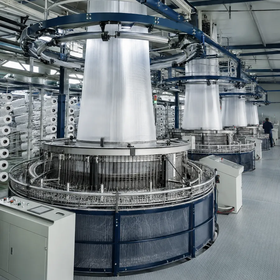 Circular weaving machines producing polypropylene tube fabric for FIBC bags