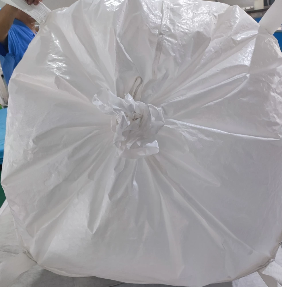 Coated White Baffle FIBC with Skirt Top and Discharge Spout — detail view 5
