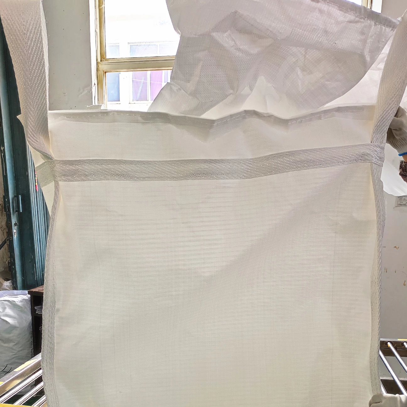 White U-Panel Seed Bulk Bag with Fill and Discharge Spouts — detail view 1