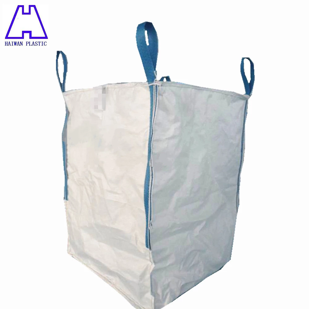 White bulk bag with blue lifting loops, shown with a HAIWAN PLASTIC logo in the corner.