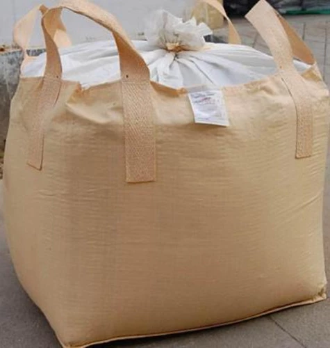 Beige Coated Tubular Bag with Skirt and Flat Bottom — detail view 2