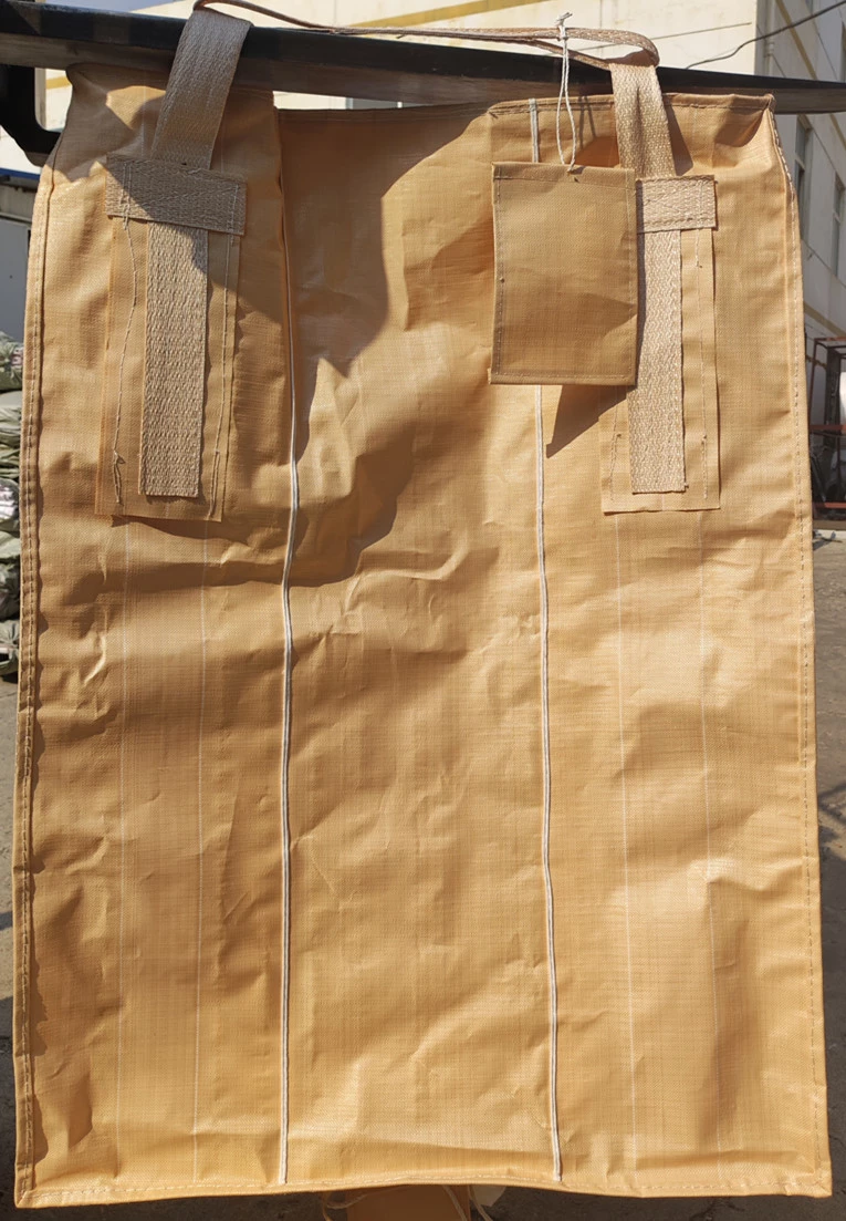 100x100x140 cm Beige Baffle FIBC with 7 cm Lifting Loops — detail view 2