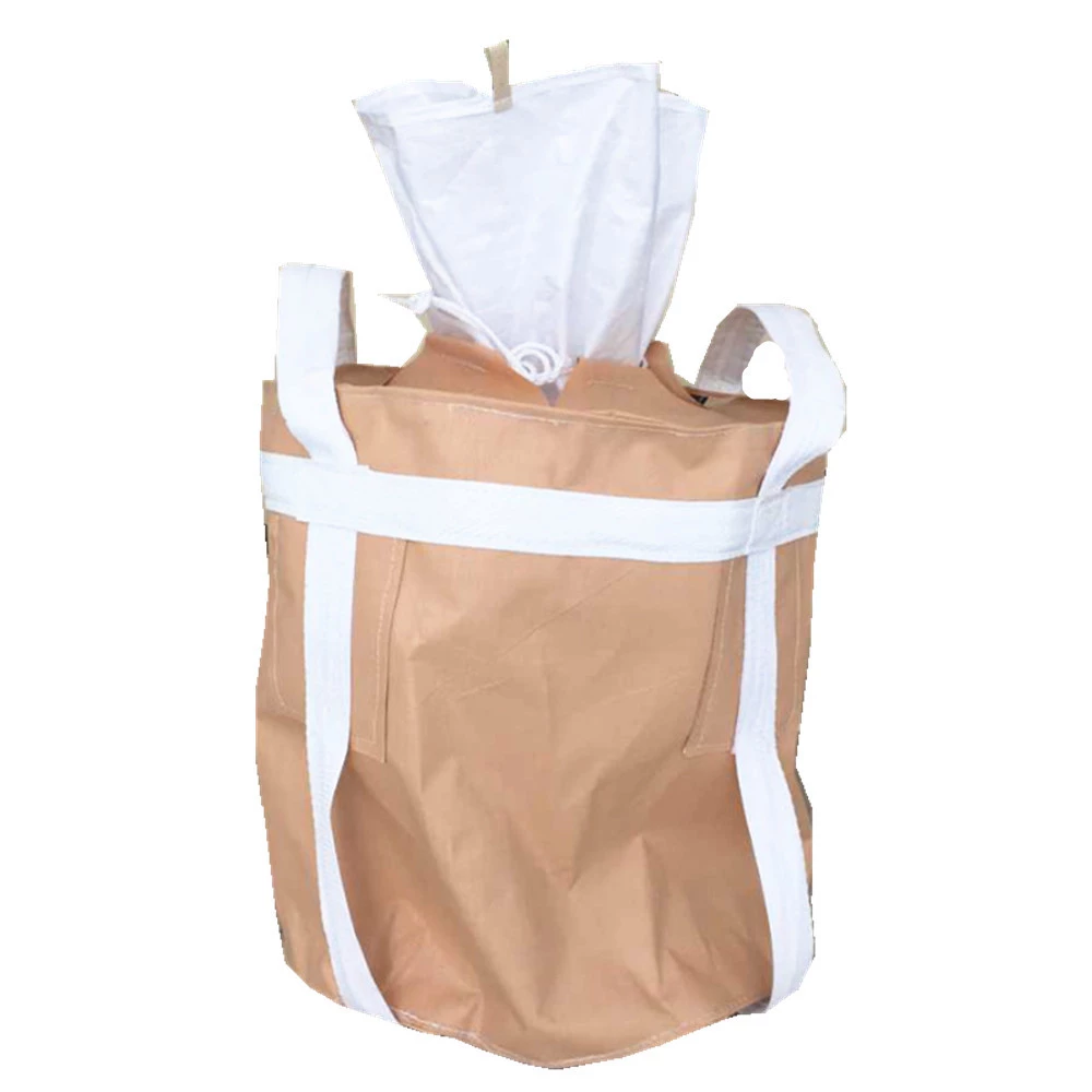 Beige Uncoated Tubular Cement Bag with Two Spout Fittings — detail view 1