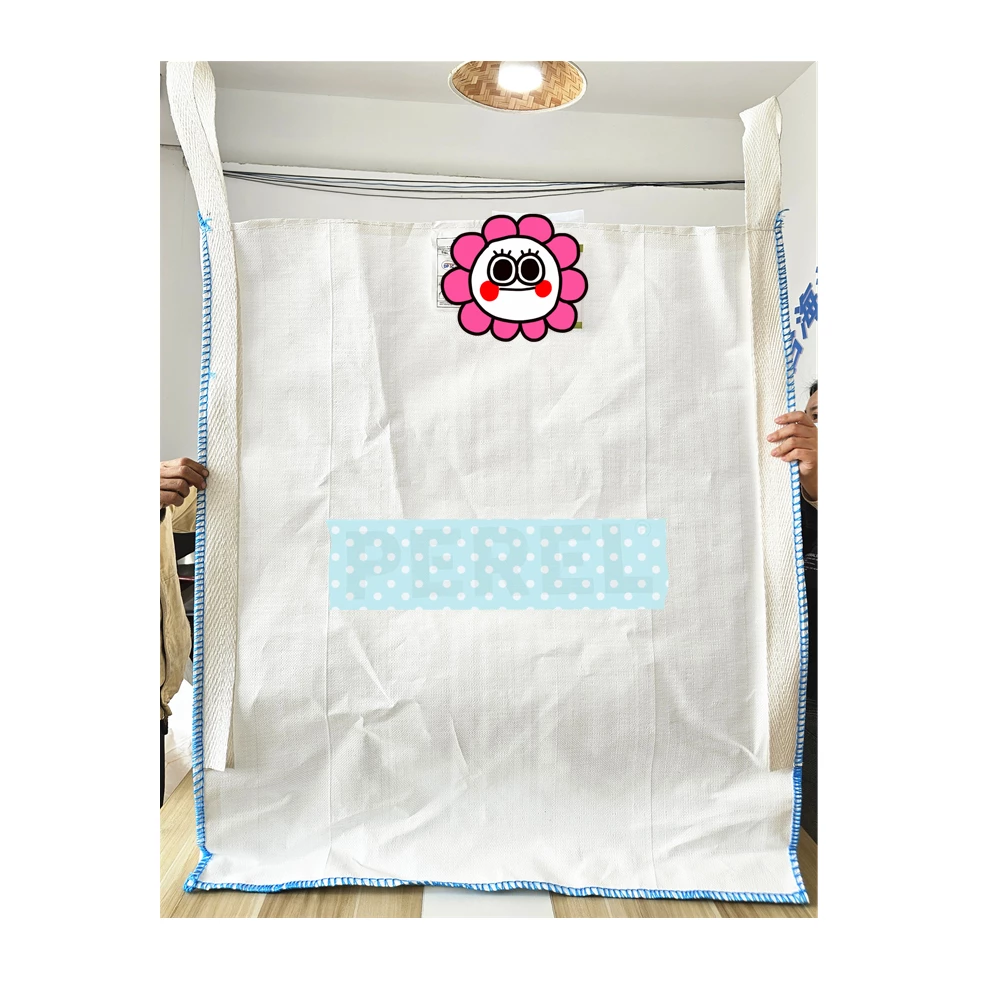 White Uncoated U-Panel Container Bag with Fully Open Top — detail view 1