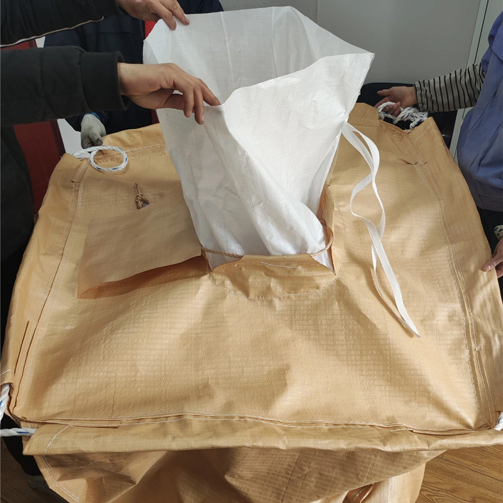 Beiger unbeschichteter Big Bag 95 x 95 x 122 mit Stutzen — detail view 5