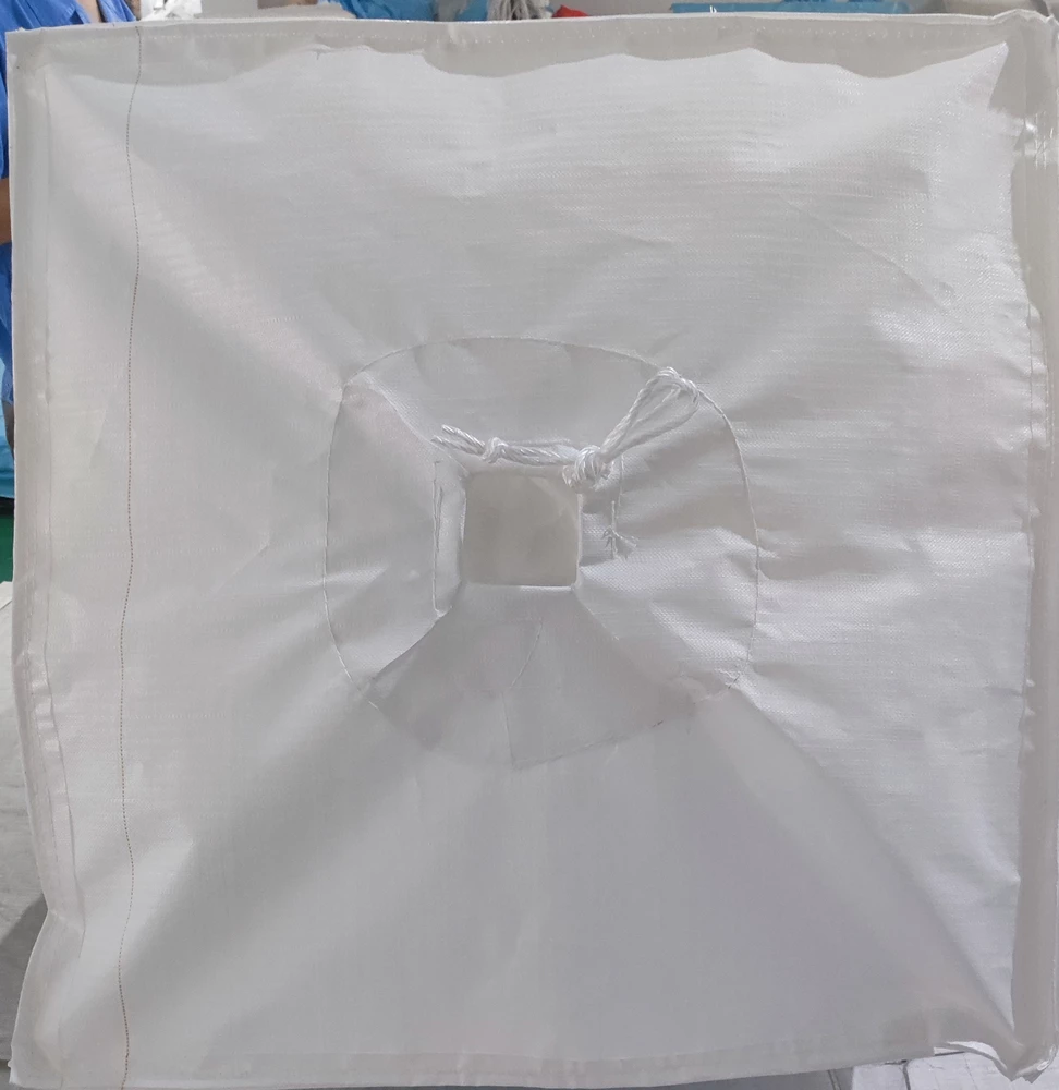 Coated White Baffle FIBC with Skirt Top and Discharge Spout — detail view 4