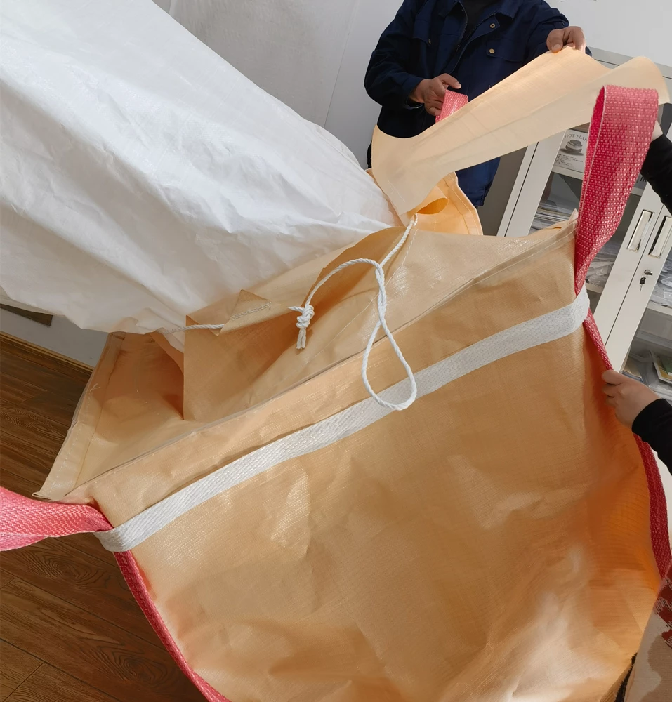 Beige Virgin Polypropylene U-Panel Jumbo Bag with Dual Spouts — detail view 2