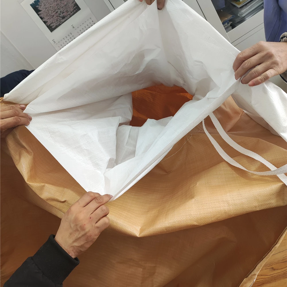 Beiger unbeschichteter Big Bag 95 x 95 x 122 mit Stutzen — detail view 3