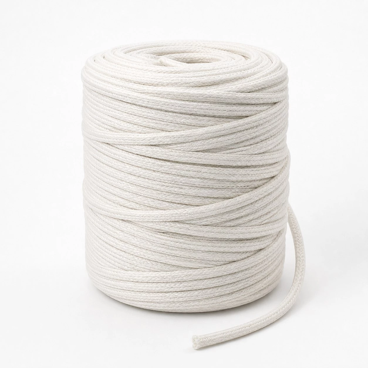 Unbranded illustration of a natural-white 8 mm woven filler cord coil